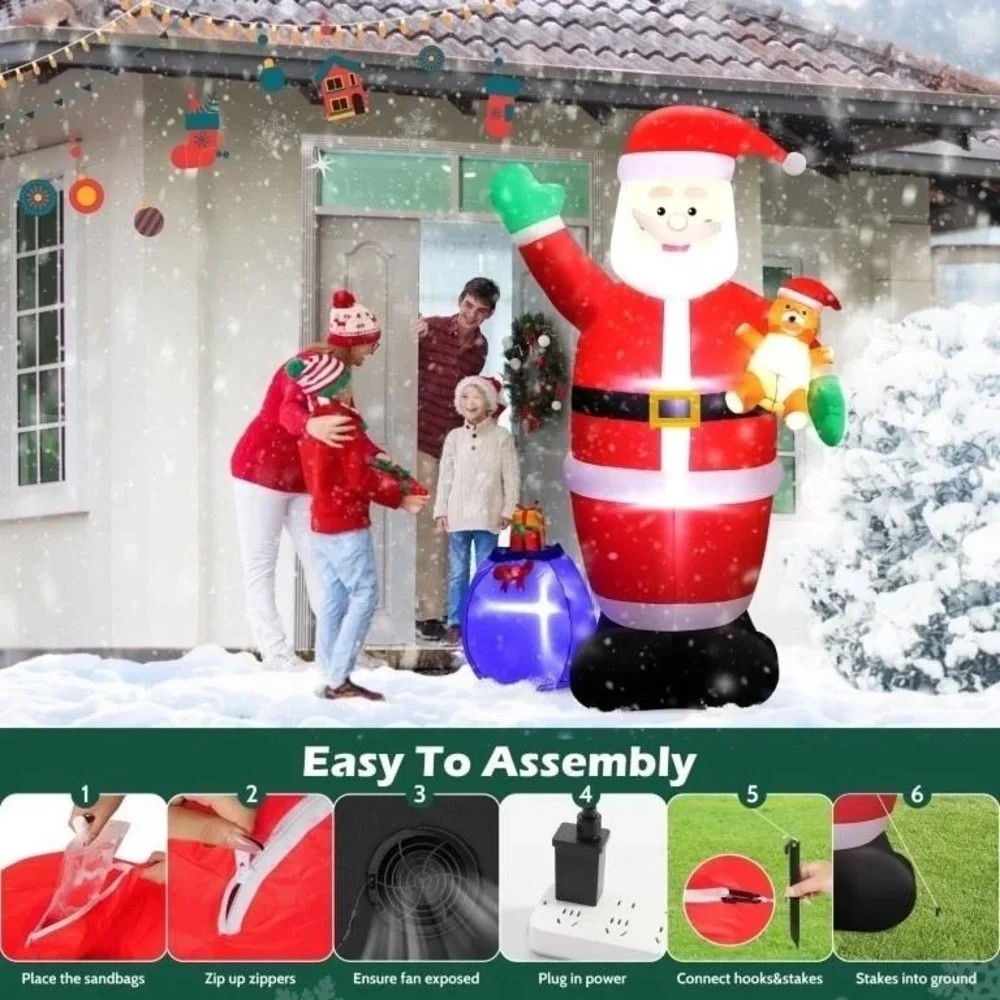 7ft Inflatable Santa Claus with Gift Bag - Red and White